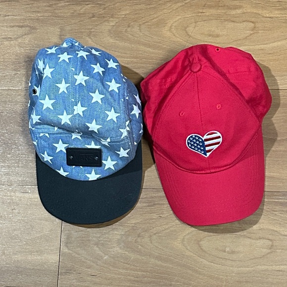 Vans Accessories - Vans Red Baseball Cap with American Flag Heart Patch